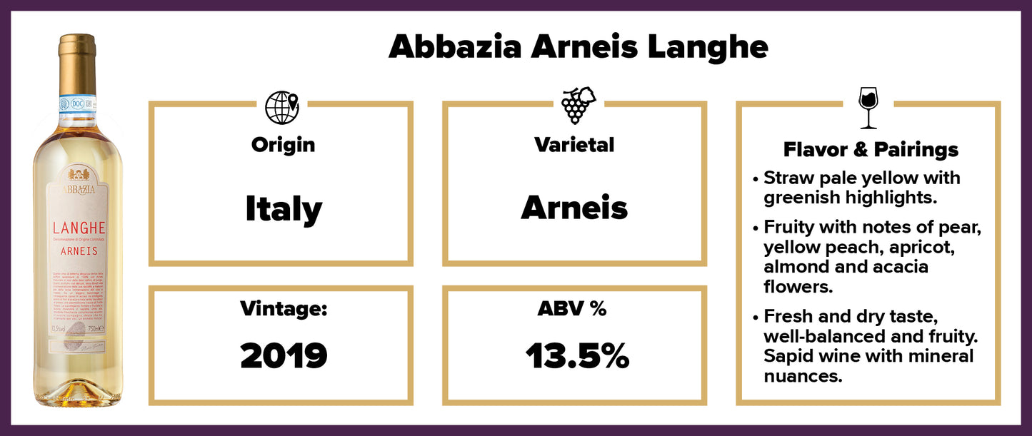 Abbazia Arneis Langhe DOC 2019