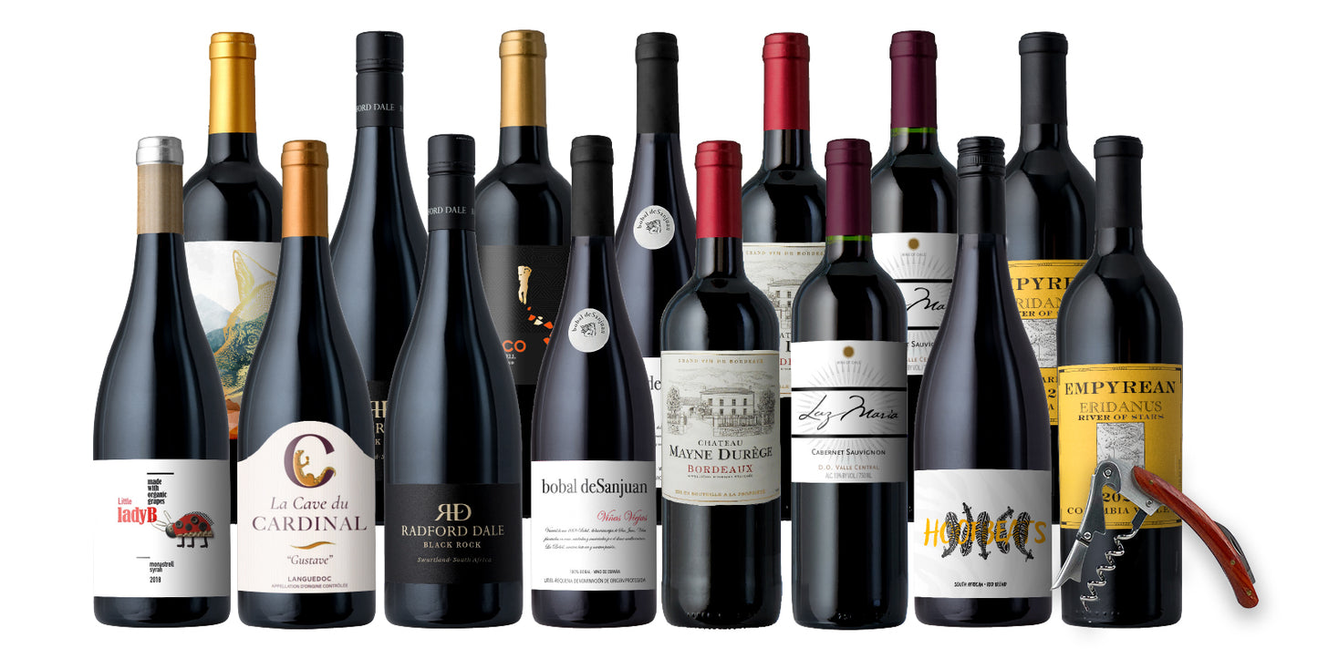 UPGRADE: Groupon Cellar Reds 15-Pack + Corkscrew