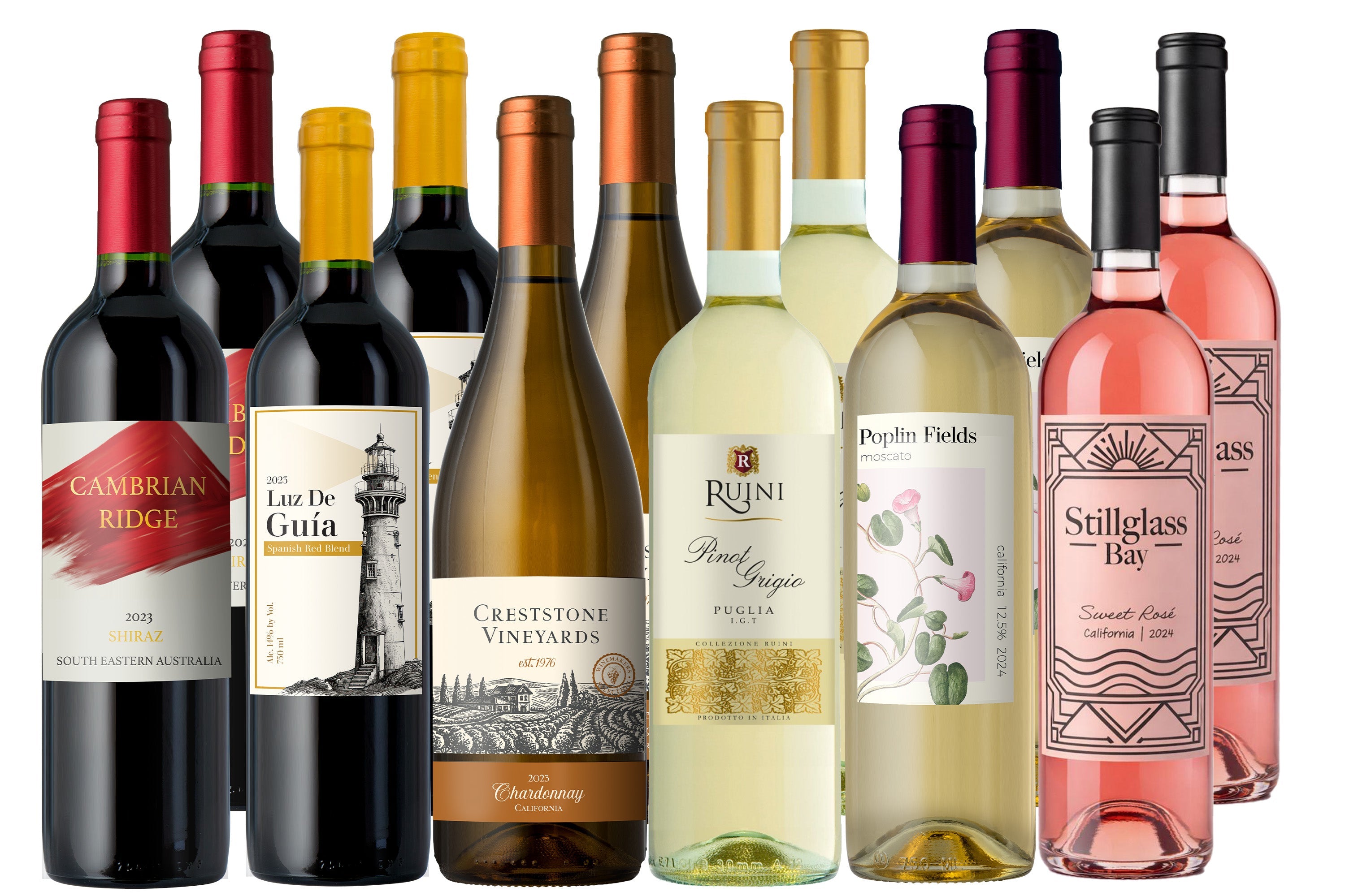 Vino Voyage Wines of the World 12 Bottle Wine Set Mixed