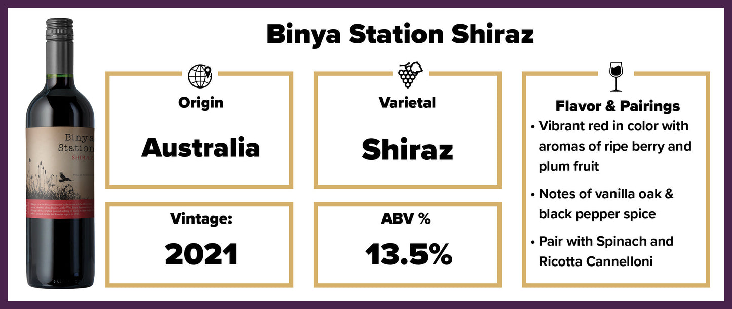 $6.99 Binya Station Shiraz 2021