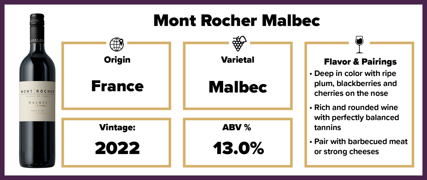 Mont Rocher Malbec 2022 Pays d'Oc
