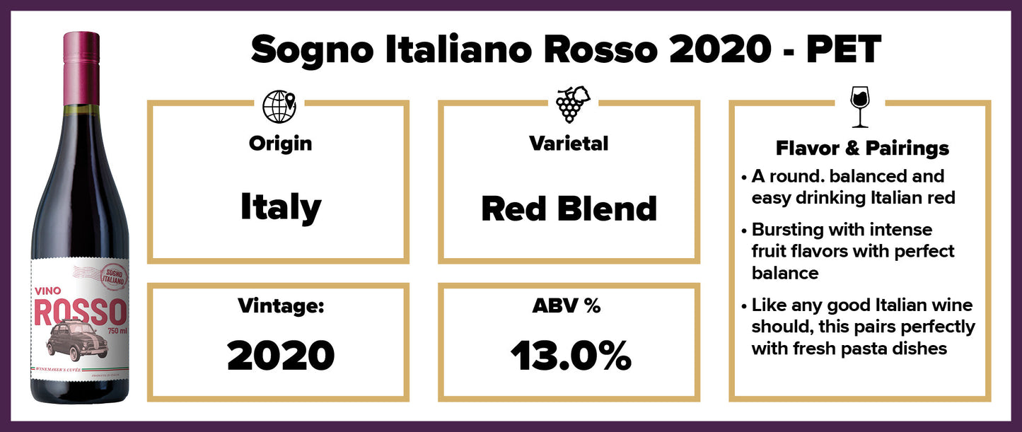 $6.99 Sogno Italiano Rosso 2020 - PET