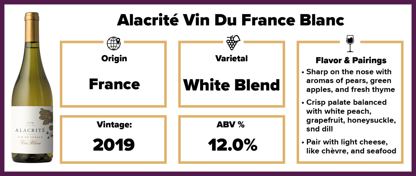 Alacrite Vin Du France Vin Blanc 2019