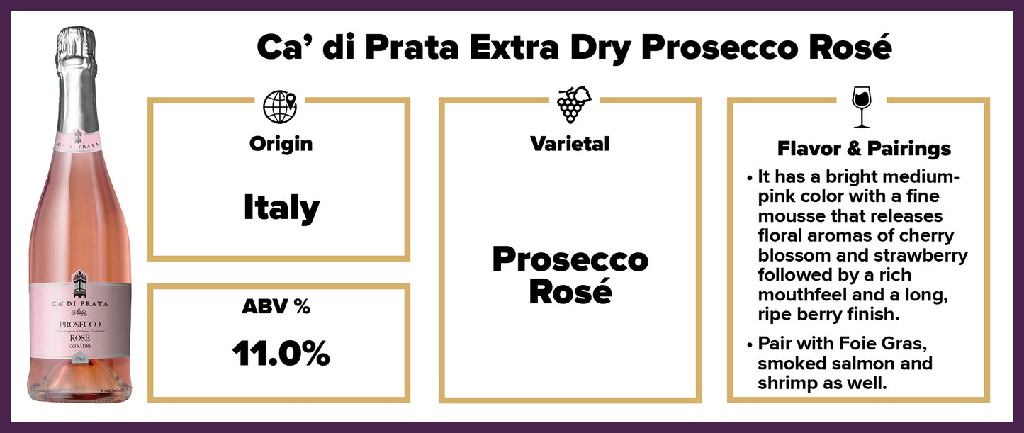 Ca di Prata Extra Dry Prosecco Rose