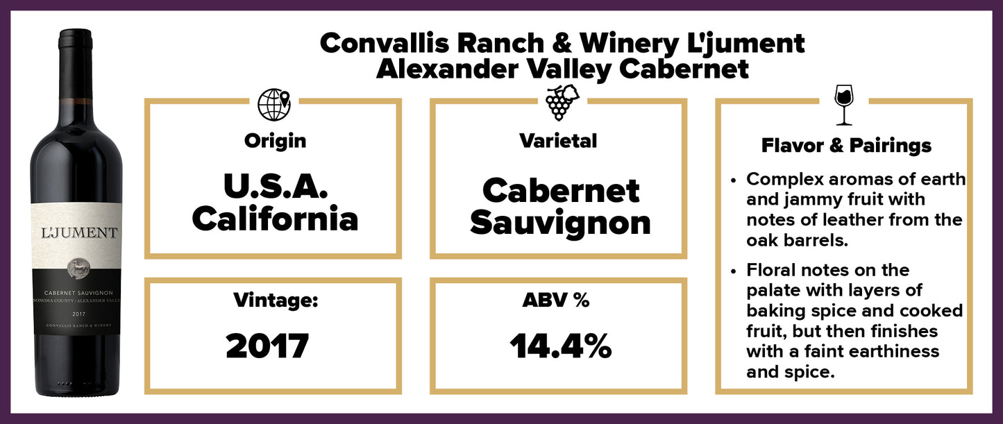 Convallis Ranch & Winery L'jument Alexander Valley Cabernet 2017