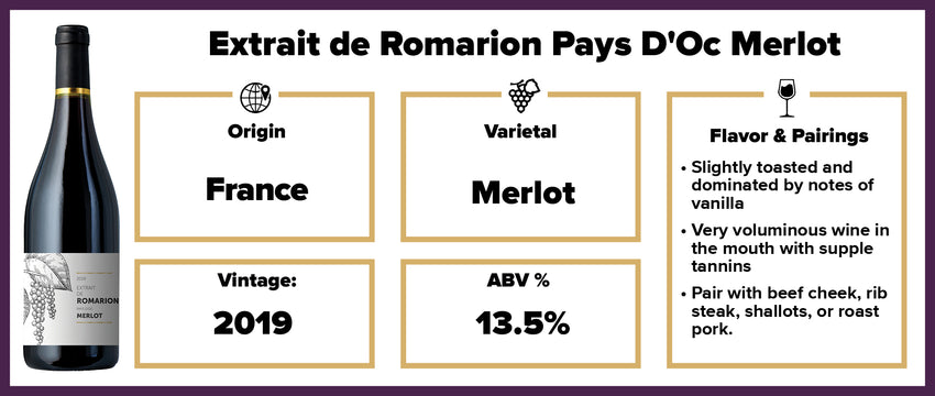 Extrait de Romarion Pays D'Oc Merlot 2019