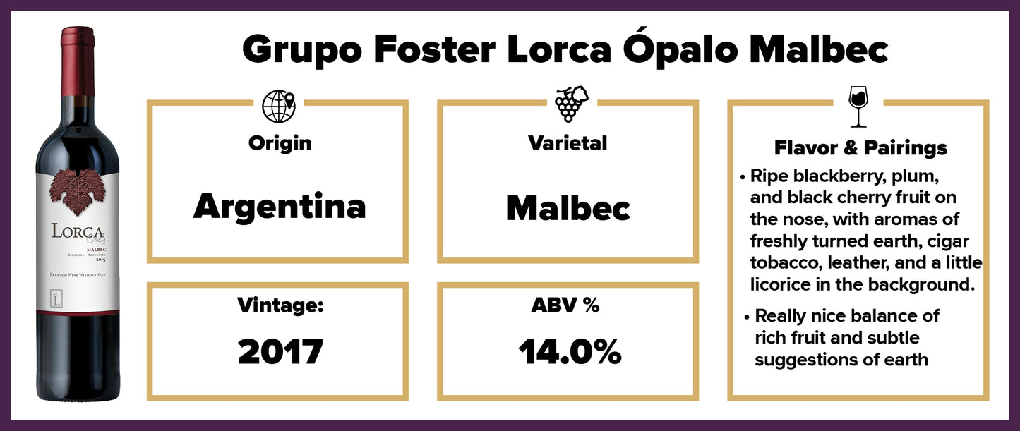 Grupo Foster Lorca Opalo Malbec 2017