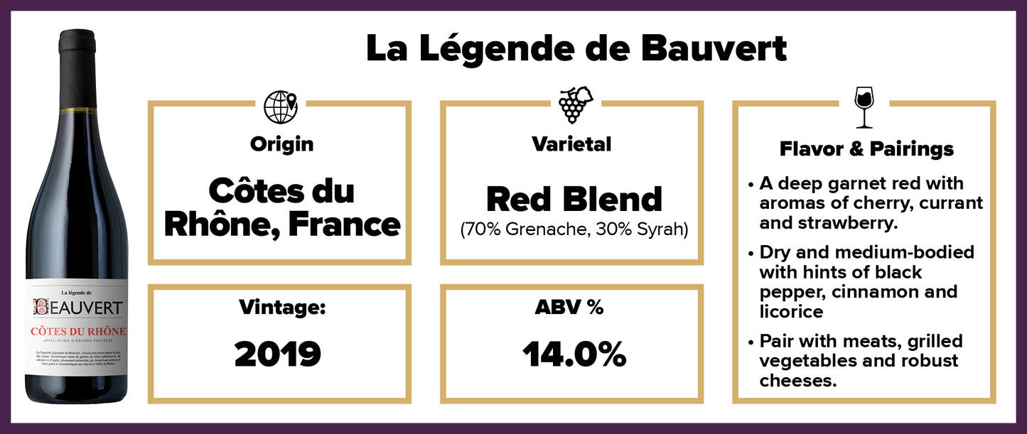 Légende de Bauvert, AOP Côtes du Rhône