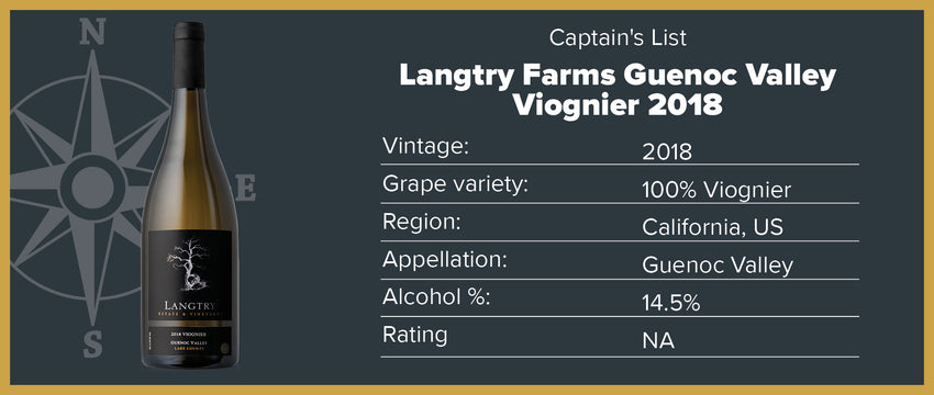 2018 Langtry Estate & Vineyards Viognier, Guenoc Valley, Lake County