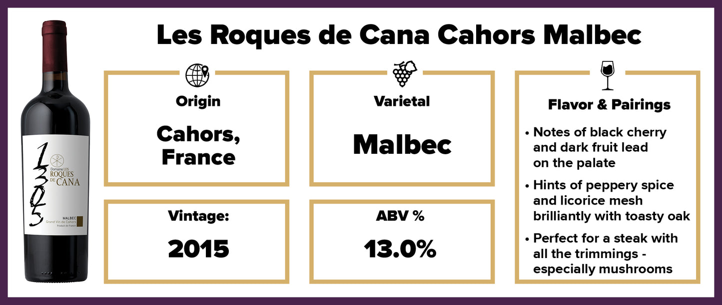 Les Roques de Cana Cahors Malbec 2015