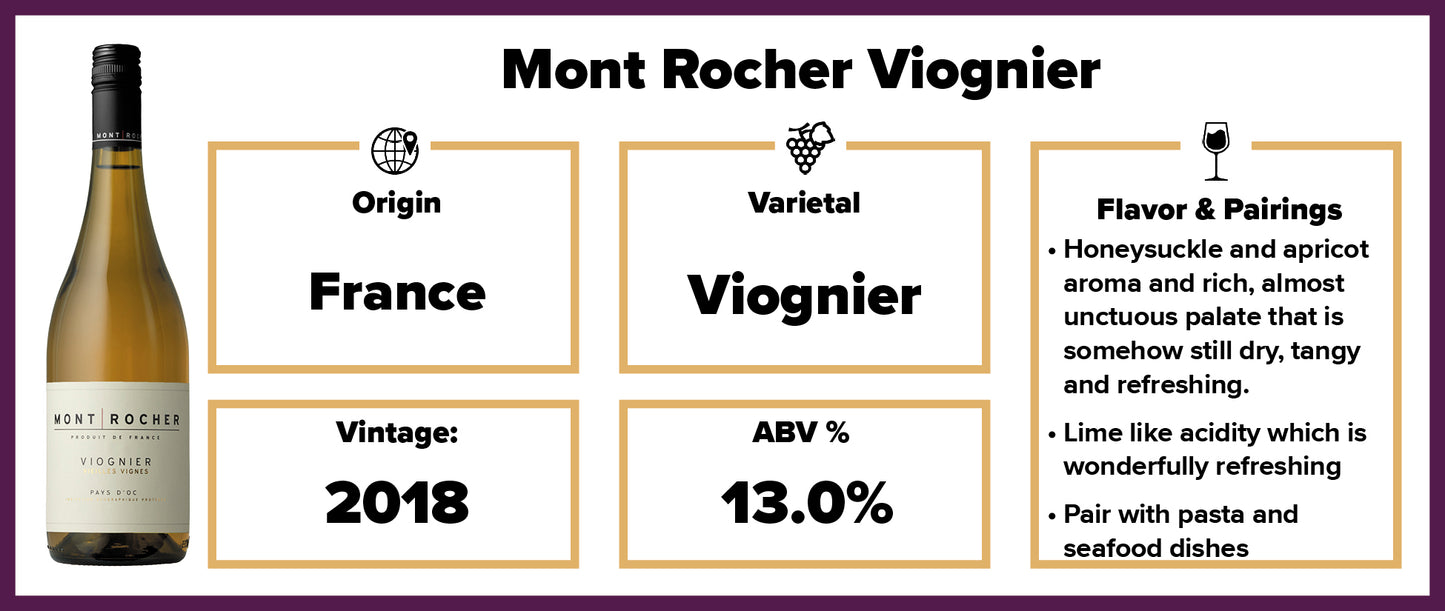 Mont Rocher Viognier 2018 Pays d'Oc
