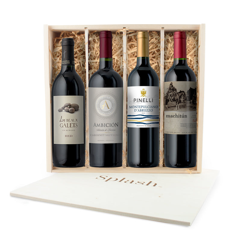 VINEYARD: Splash Wines Wooden 4-Pack Gift Box