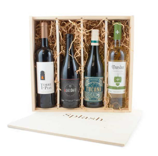 Splash Wines Wood Box Discovery 4-Pack Gift